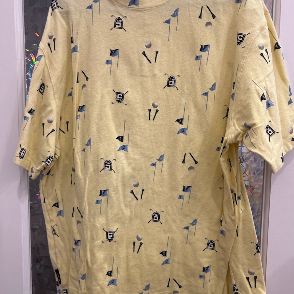 Chaps Yellow Polo Shirt with Golf Print B22 - Picture 3 of 3